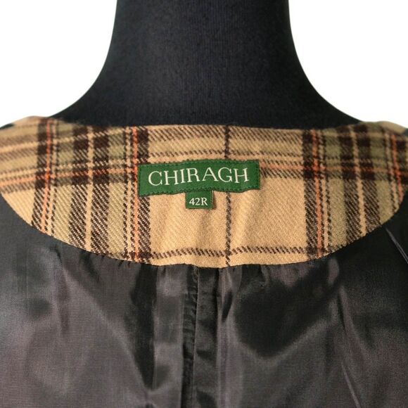 Mens 42R Wool Vest Beige Brown Rust Tartan Plaid Waistcoat Preppy Casual Formal - Picture 3 of 10